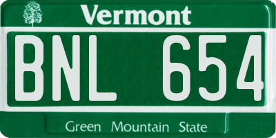 VT license plate BNL654