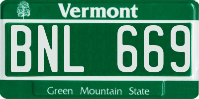 VT license plate BNL669