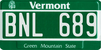 VT license plate BNL689