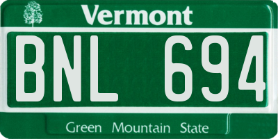 VT license plate BNL694