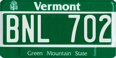 VT license plate BNL702