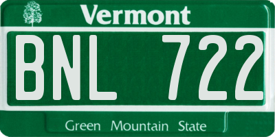 VT license plate BNL722
