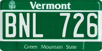 VT license plate BNL726