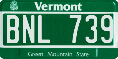 VT license plate BNL739