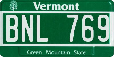 VT license plate BNL769