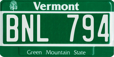VT license plate BNL794