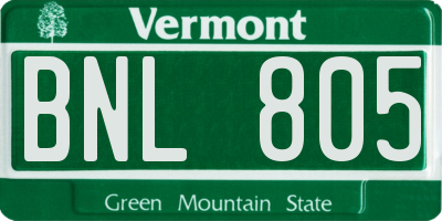 VT license plate BNL805