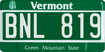 VT license plate BNL819
