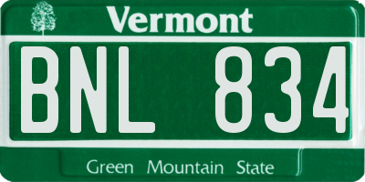 VT license plate BNL834