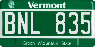 VT license plate BNL835