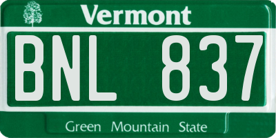 VT license plate BNL837