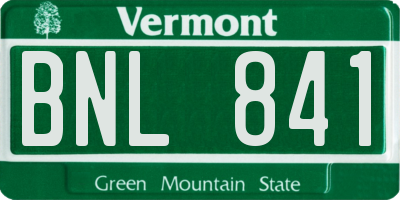 VT license plate BNL841