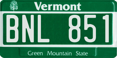 VT license plate BNL851