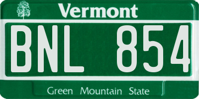 VT license plate BNL854