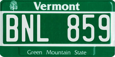 VT license plate BNL859