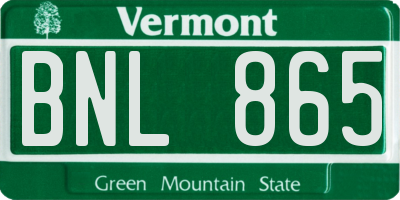 VT license plate BNL865