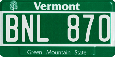 VT license plate BNL870