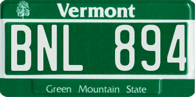 VT license plate BNL894