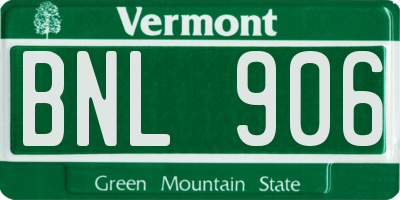 VT license plate BNL906