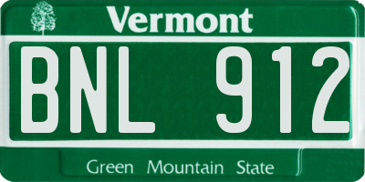 VT license plate BNL912