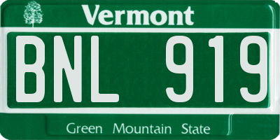 VT license plate BNL919