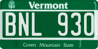 VT license plate BNL930