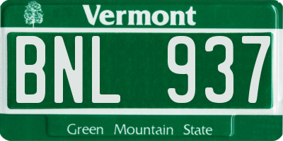 VT license plate BNL937