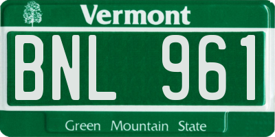 VT license plate BNL961