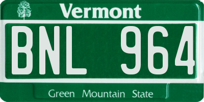 VT license plate BNL964