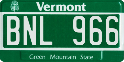 VT license plate BNL966