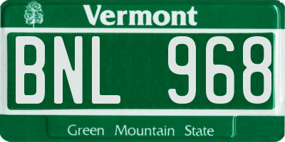 VT license plate BNL968