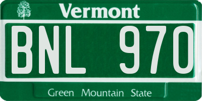 VT license plate BNL970
