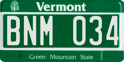 VT license plate BNM034