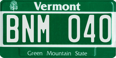 VT license plate BNM040