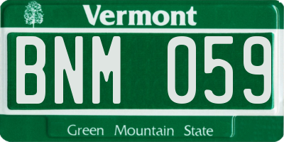 VT license plate BNM059