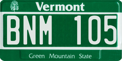 VT license plate BNM105