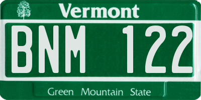 VT license plate BNM122