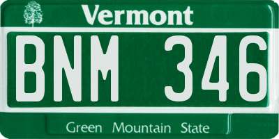 VT license plate BNM346
