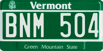 VT license plate BNM504