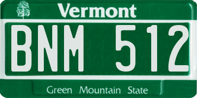 VT license plate BNM512