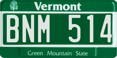 VT license plate BNM514