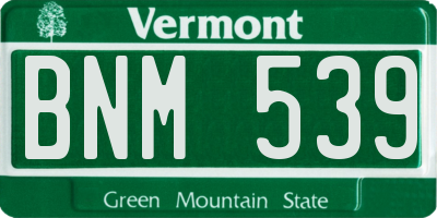 VT license plate BNM539
