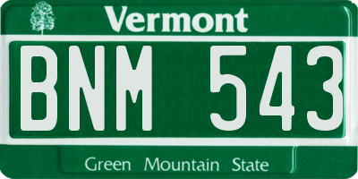 VT license plate BNM543
