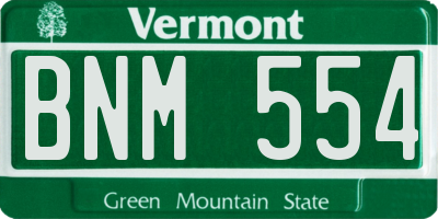 VT license plate BNM554
