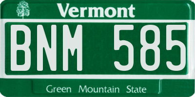 VT license plate BNM585