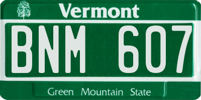 VT license plate BNM607