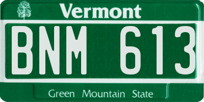 VT license plate BNM613