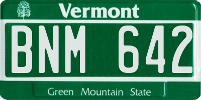 VT license plate BNM642