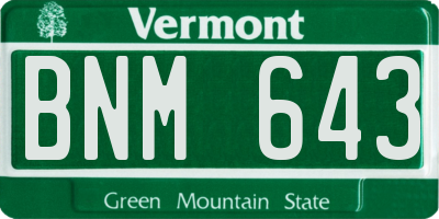 VT license plate BNM643
