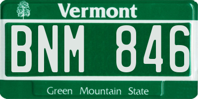 VT license plate BNM846